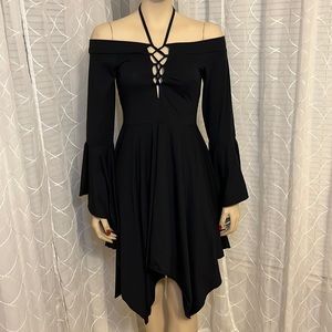 Earthbound Trading Co. Black Witchy Bell Sleeve Dress